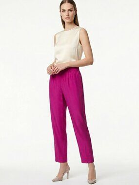 Vintage Regina Porter 100% Silk Pants Trousers Hot Pink size S Relaxed Colorful